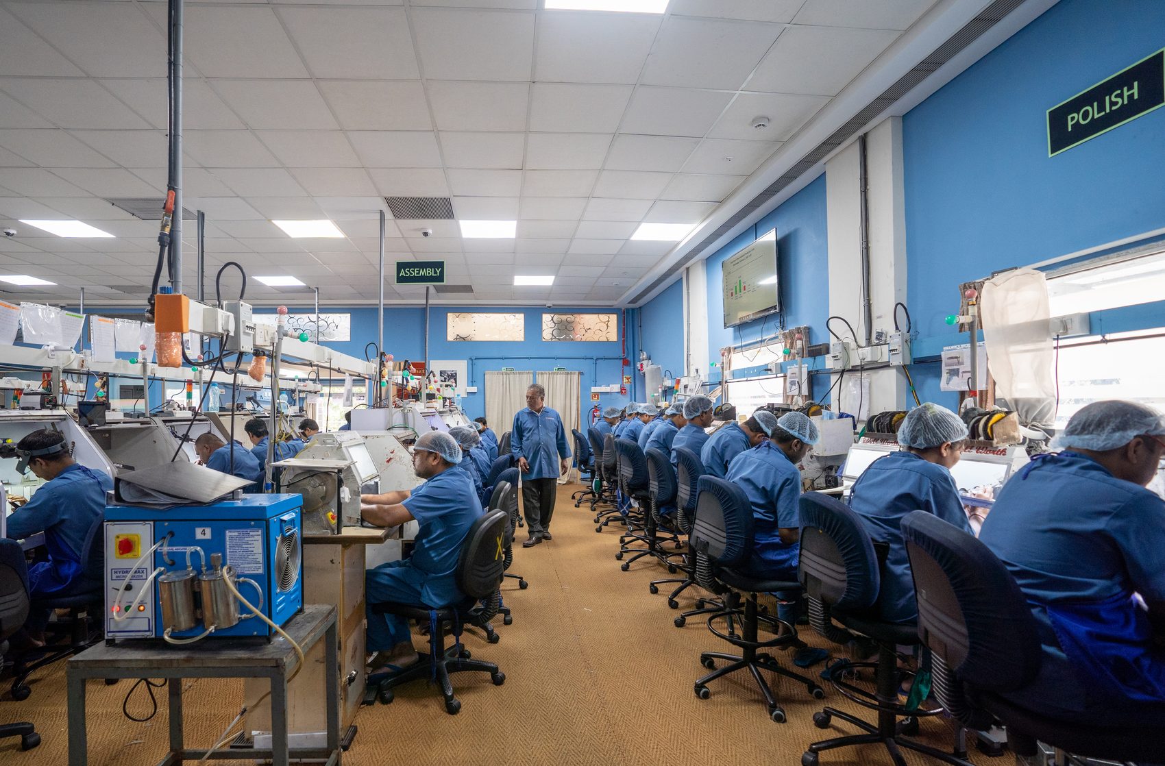 The finishing and polishing line at the Diatrends manufacturing facility